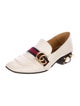 Gucci Faux Pearl Accents Leather Loafers