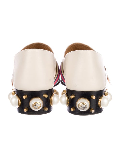 Gucci Faux Pearl Accents Leather Loafers