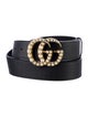 Gucci Faux Pearl Accents Leather Belt
