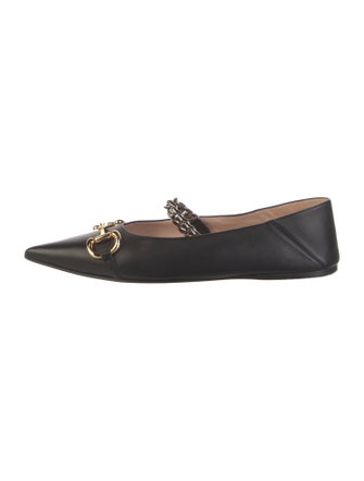 Gucci Horsebit Accent Leather Mary Jane Flats