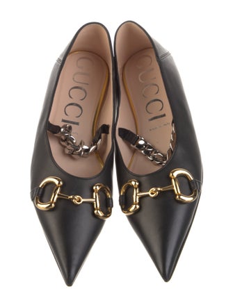 Gucci Horsebit Accent Leather Mary Jane Flats