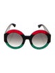 Gucci Web Accent Round Sunglasses