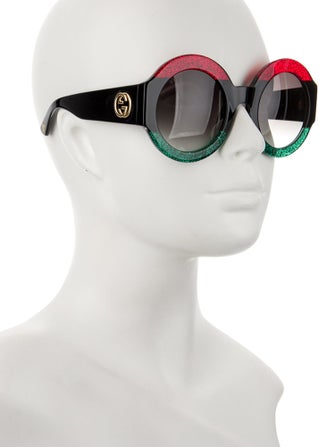 Gucci Web Accent Round Sunglasses