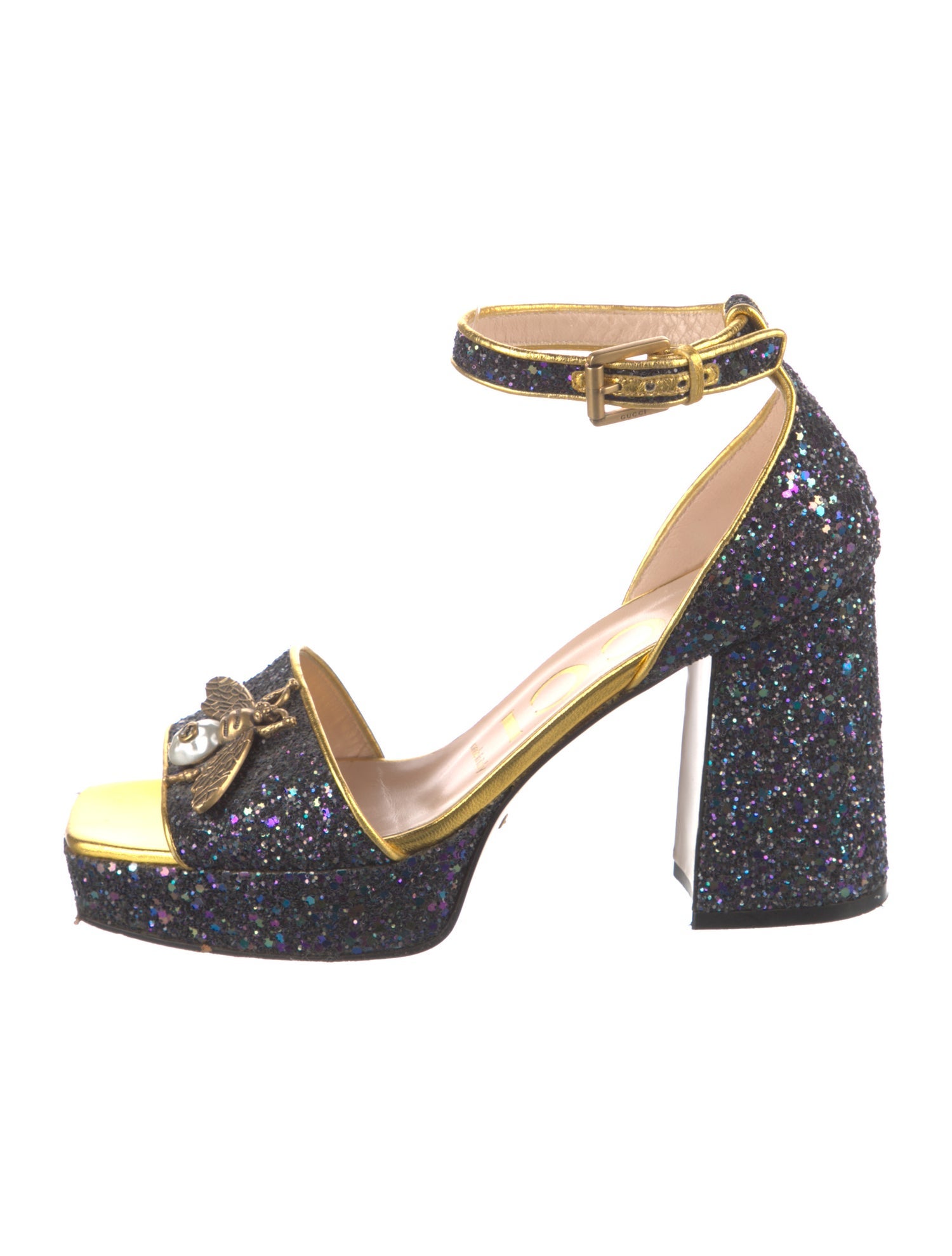 Gucci Bee Accent Glitter D'Orsay Pumps