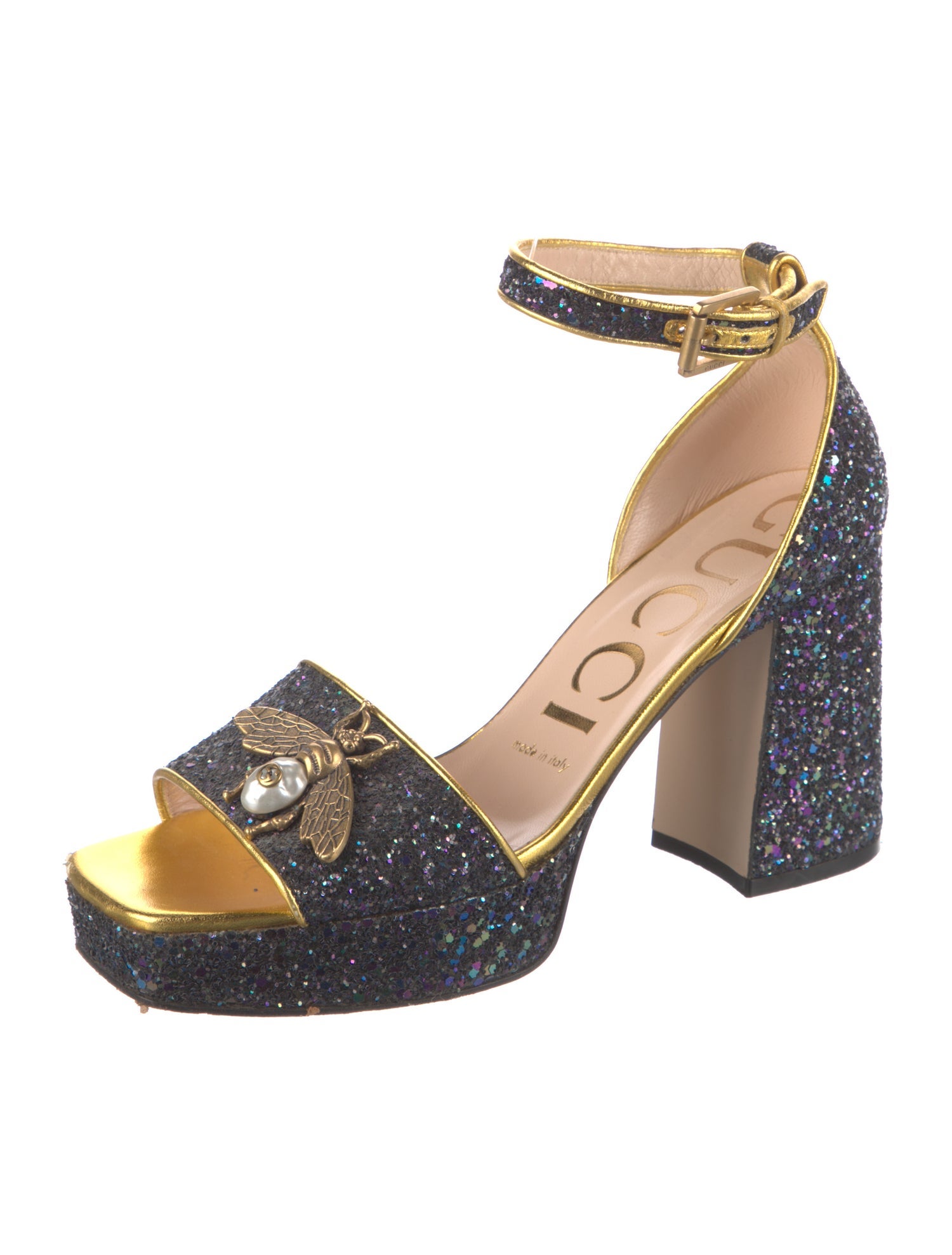 Gucci Bee Accent Glitter D'Orsay Pumps