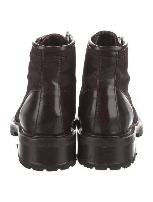 Gucci Canvas Leather Trim Embellishment Combat Boots