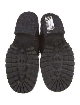 Gucci Canvas Leather Trim Embellishment Combat Boots