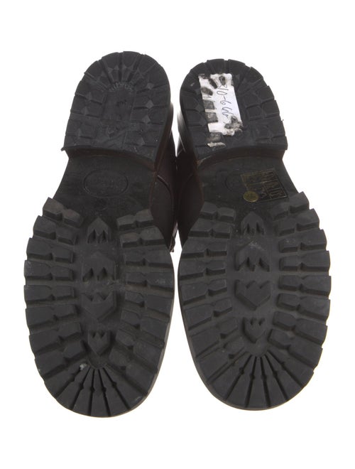 Gucci Canvas Leather Trim Embellishment Combat Boots