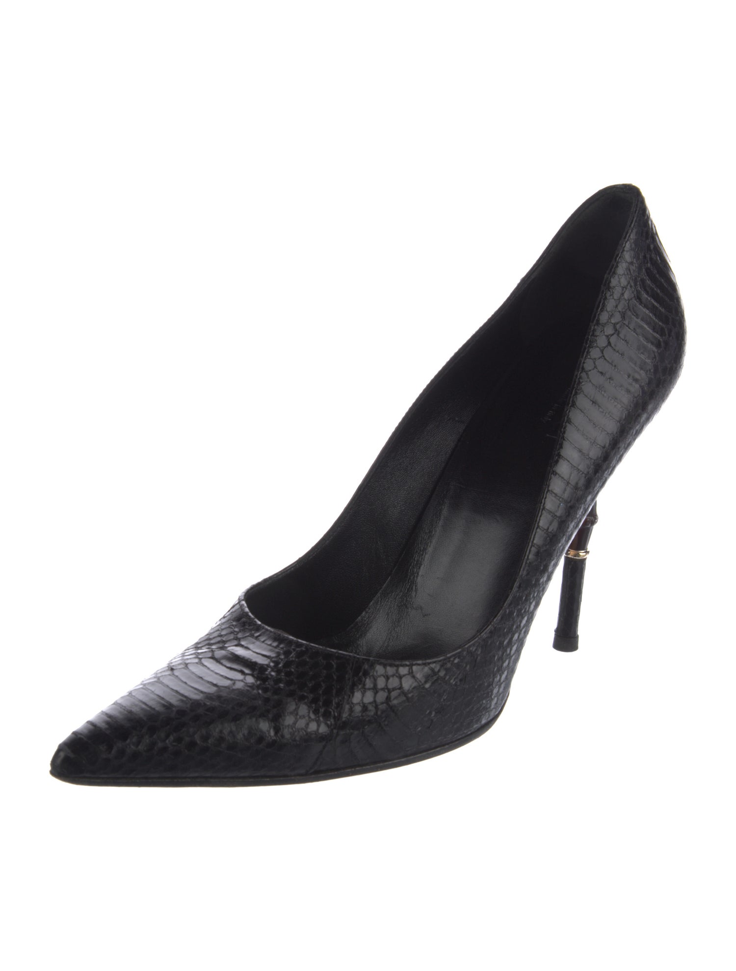 Gucci Bamboo Accent Snakeskin Pumps
