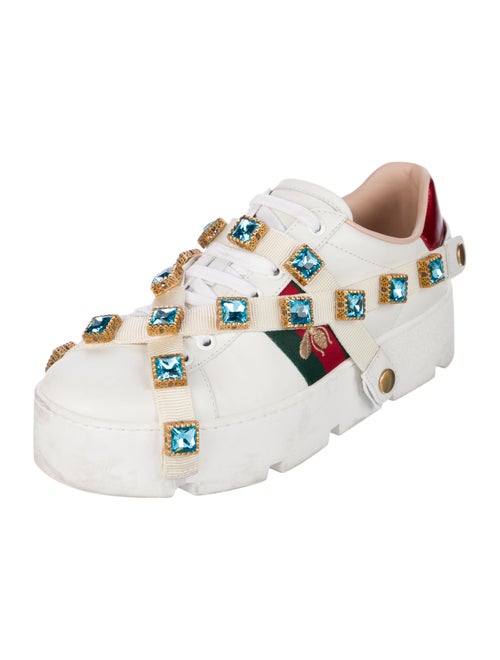 Gucci Web Accent Leather Sneakers