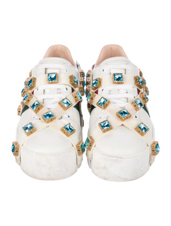 Gucci Web Accent Leather Sneakers