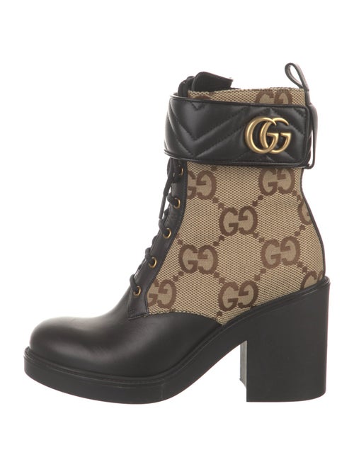 Gucci GG Canvas Leather Combat Boots