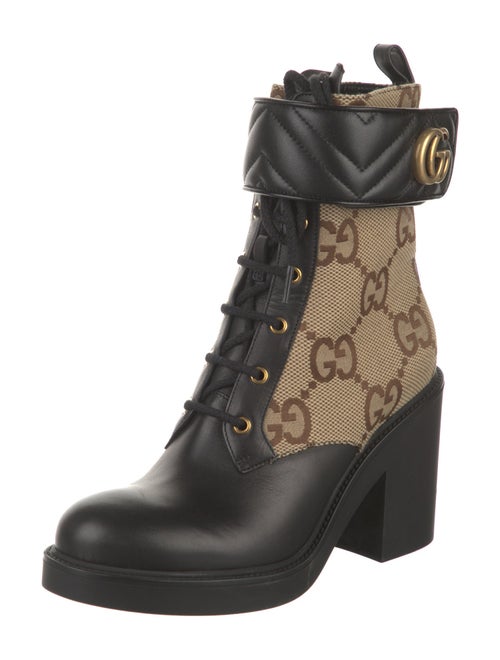 Gucci GG Canvas Leather Combat Boots