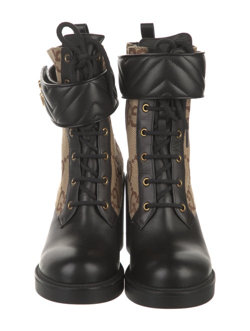 Gucci GG Canvas Leather Combat Boots
