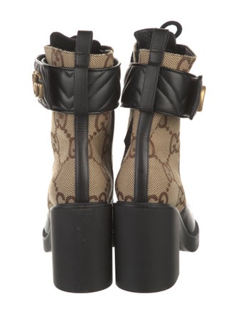 Gucci GG Canvas Leather Combat Boots