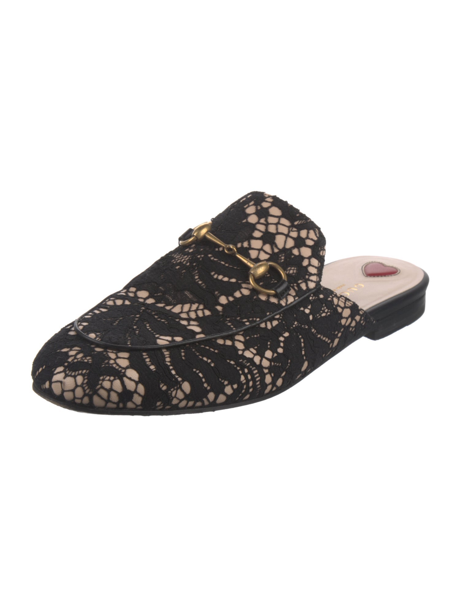 Gucci Horsebit Accent Lace Mules