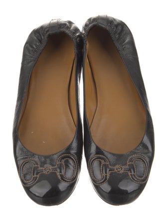Gucci Horsebit Accent Patent Leather Ballet Flats