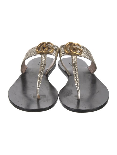 Gucci Double G Logo Leather Flip Flops