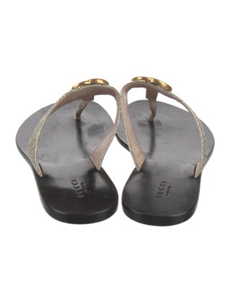 Gucci Double G Logo Leather Flip Flops