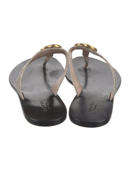 Gucci Double G Logo Leather Flip Flops