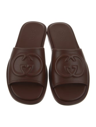 Gucci Interlocking G Logo Leather Slides