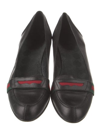 Gucci Web Accent Leather Pumps