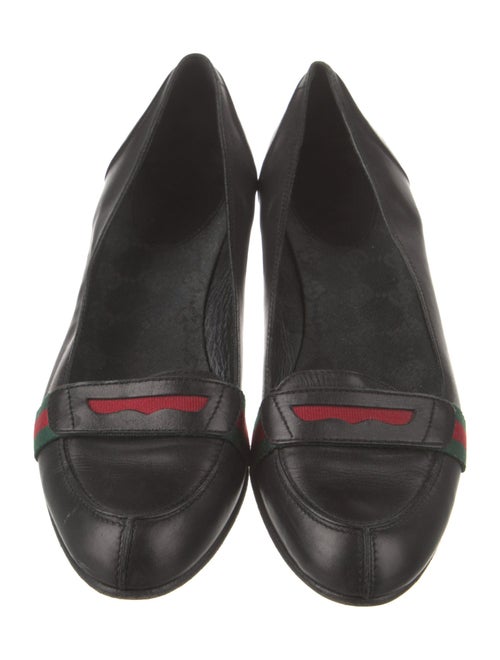 Gucci Web Accent Leather Pumps
