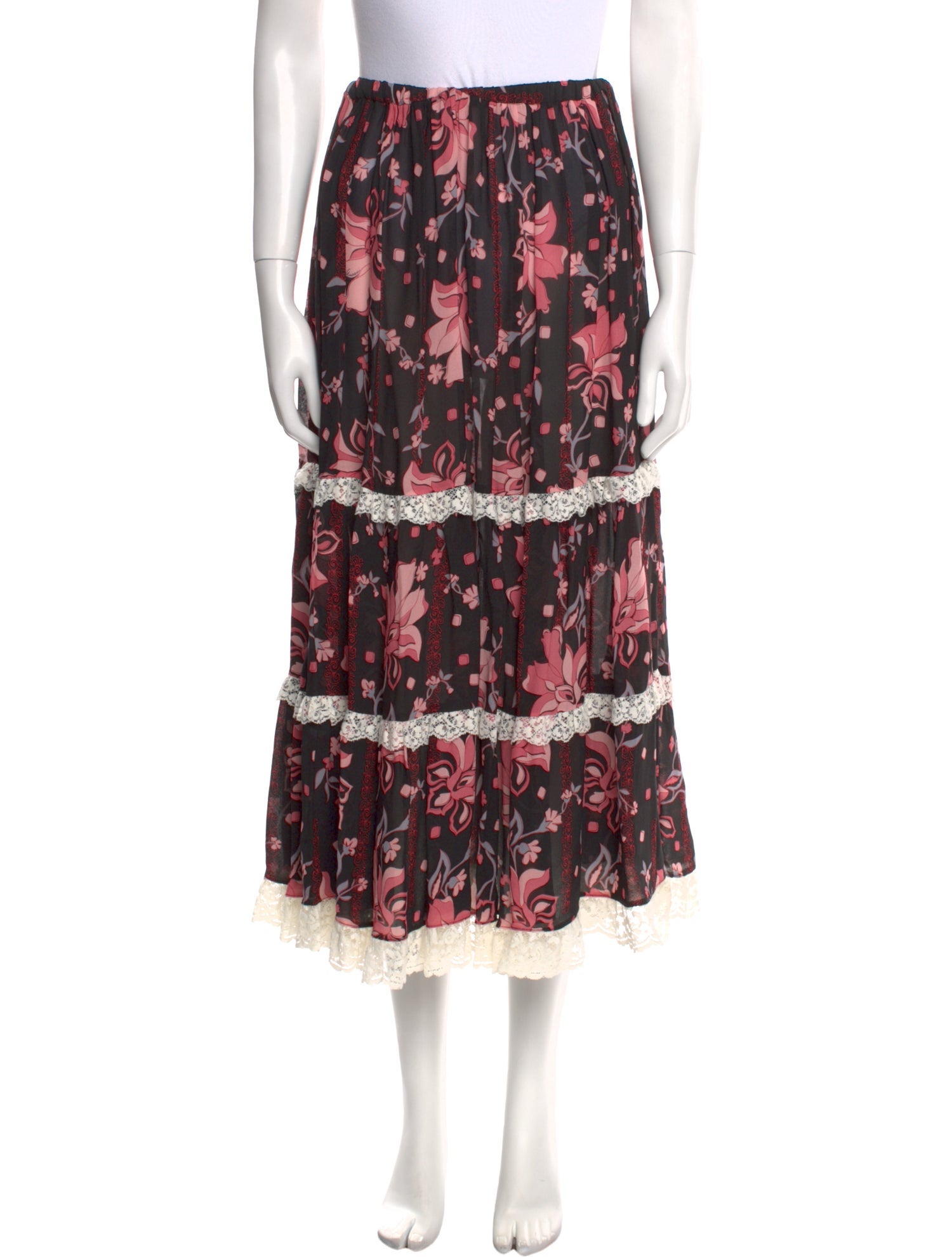 Gucci Floral Print Midi Length Skirt