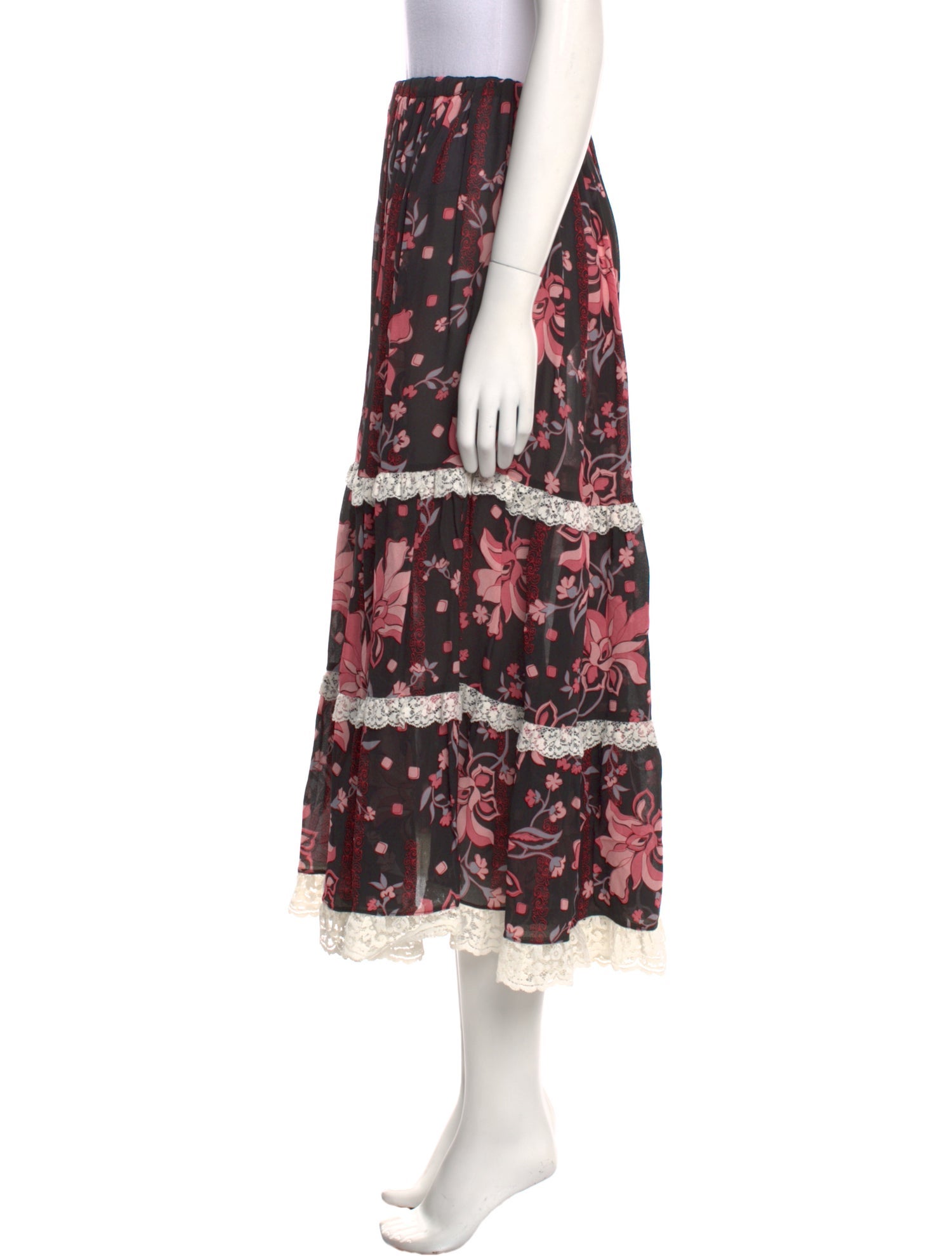 Gucci Floral Print Midi Length Skirt