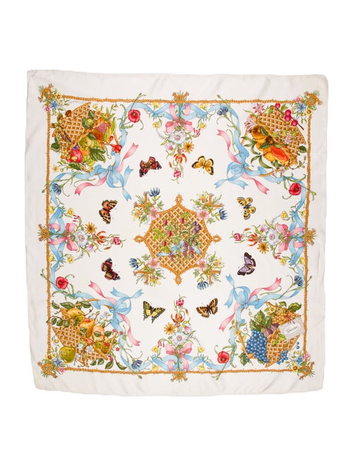 Gucci Silk Floral Print Scarf