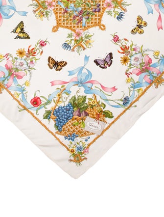 Gucci Silk Floral Print Scarf
