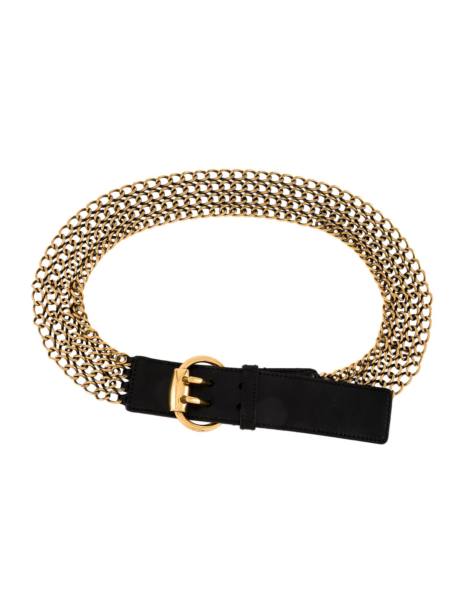 Gucci Leather Chain-Link Accents Waist Belt