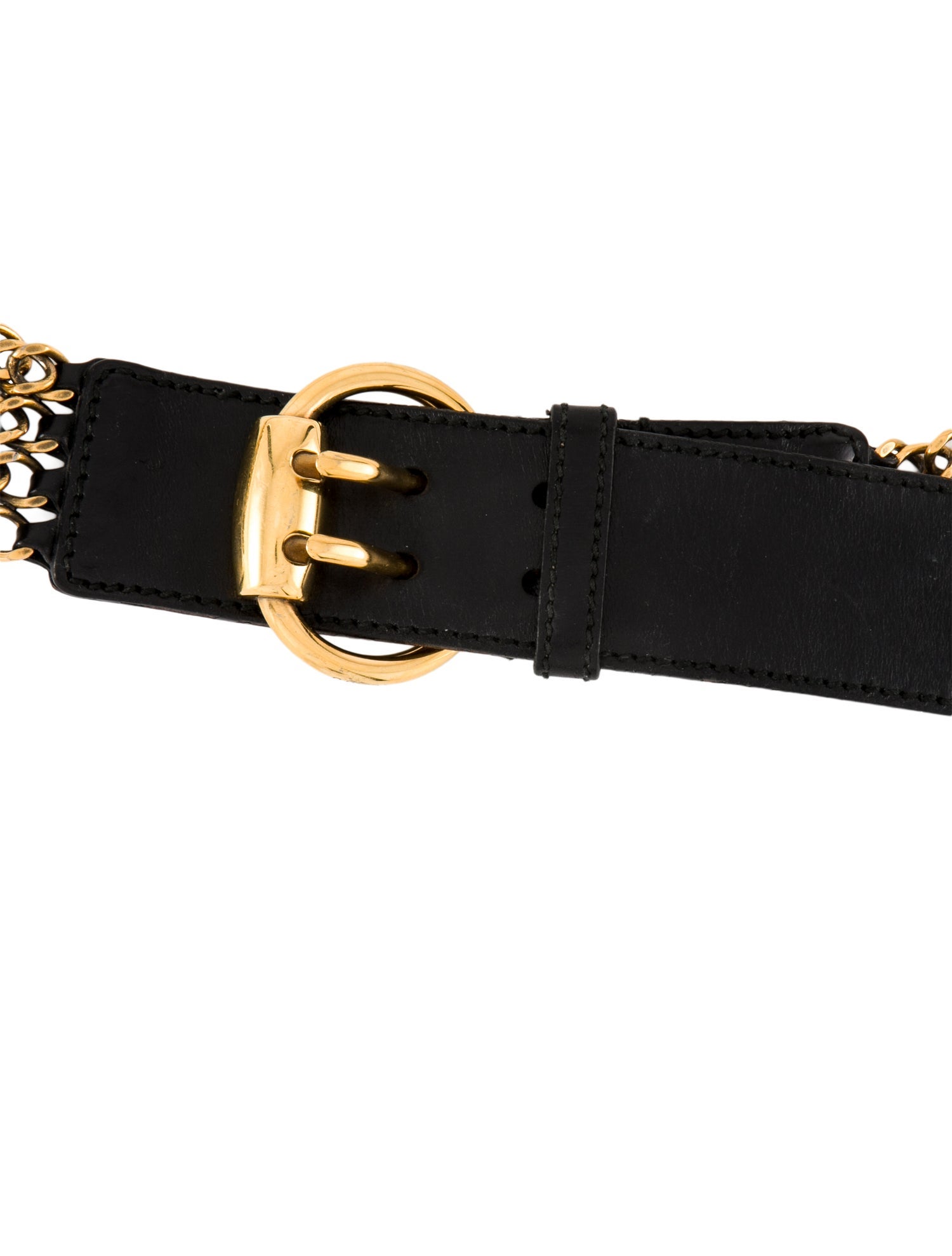 Gucci Leather Chain-Link Accents Waist Belt