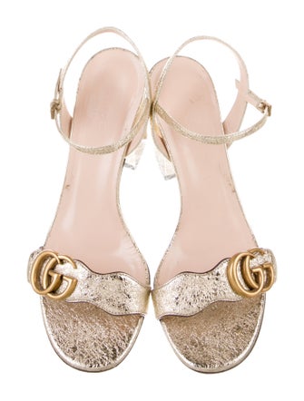 Gucci Double G Logo Leather Sandals