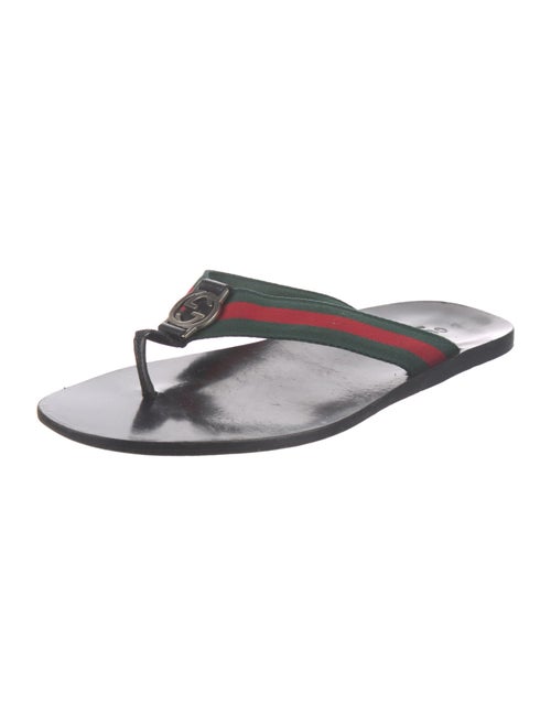 Gucci Web Accent Flip Flops