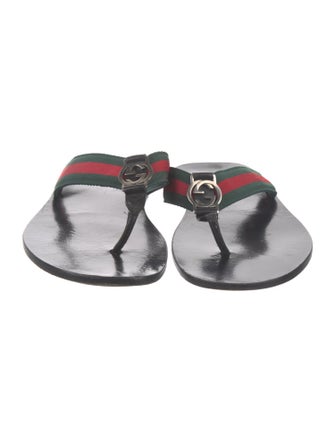 Gucci Web Accent Flip Flops