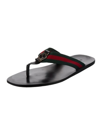 Gucci Web Accent Flip Flops