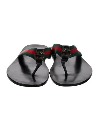 Gucci Web Accent Flip Flops