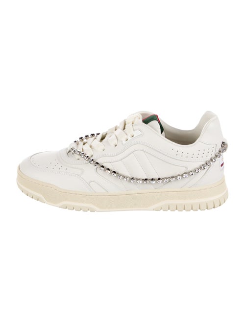 Gucci Leather Crystal Embellishments Sneakers