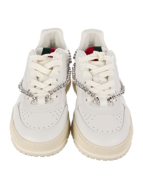 Gucci Leather Crystal Embellishments Sneakers