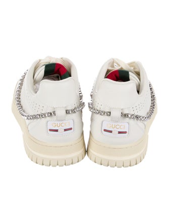 Gucci Leather Crystal Embellishments Sneakers