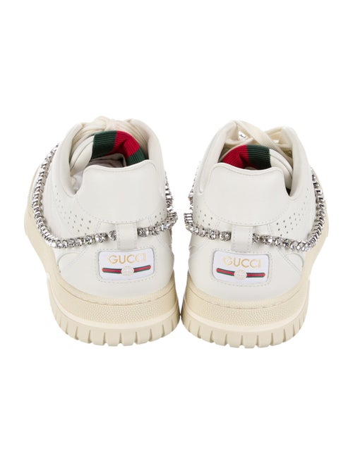 Gucci Leather Crystal Embellishments Sneakers