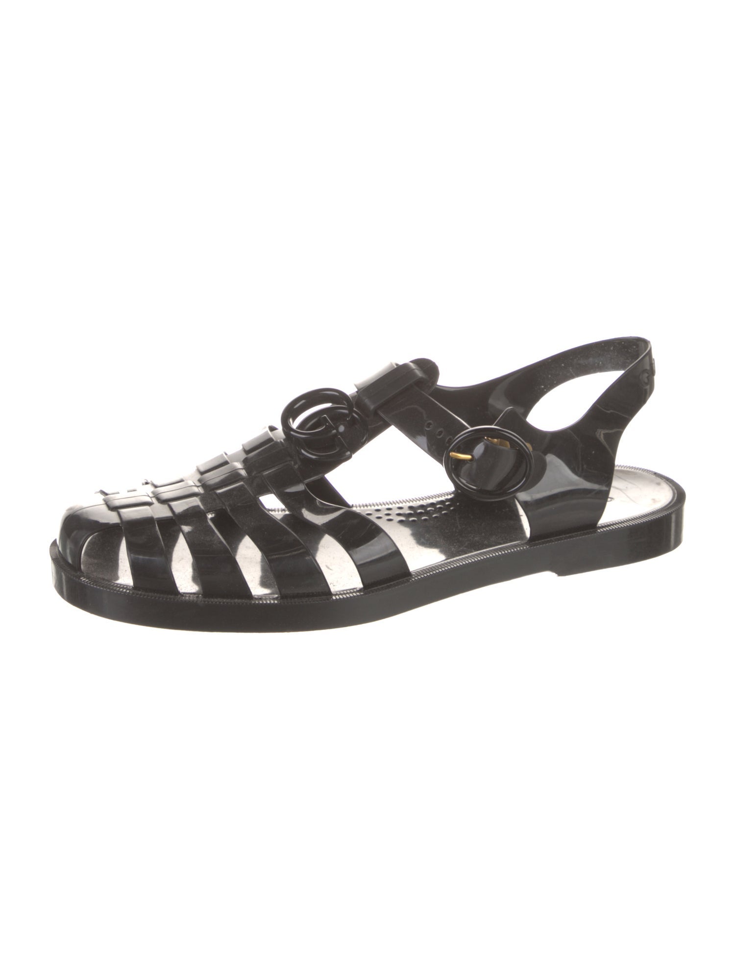 Gucci Double G Logo Rubber Gladiator Sandals