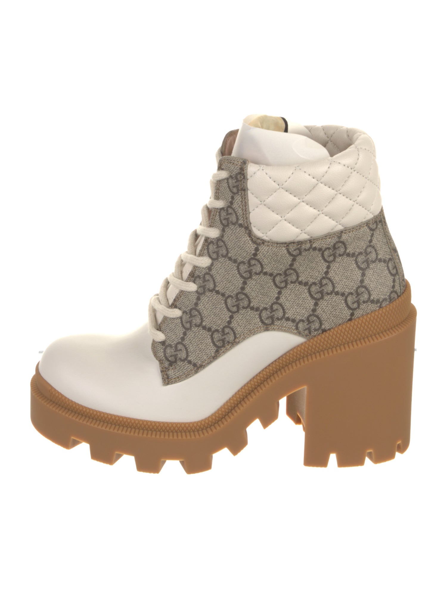 Gucci Leather Printed Combat Boots