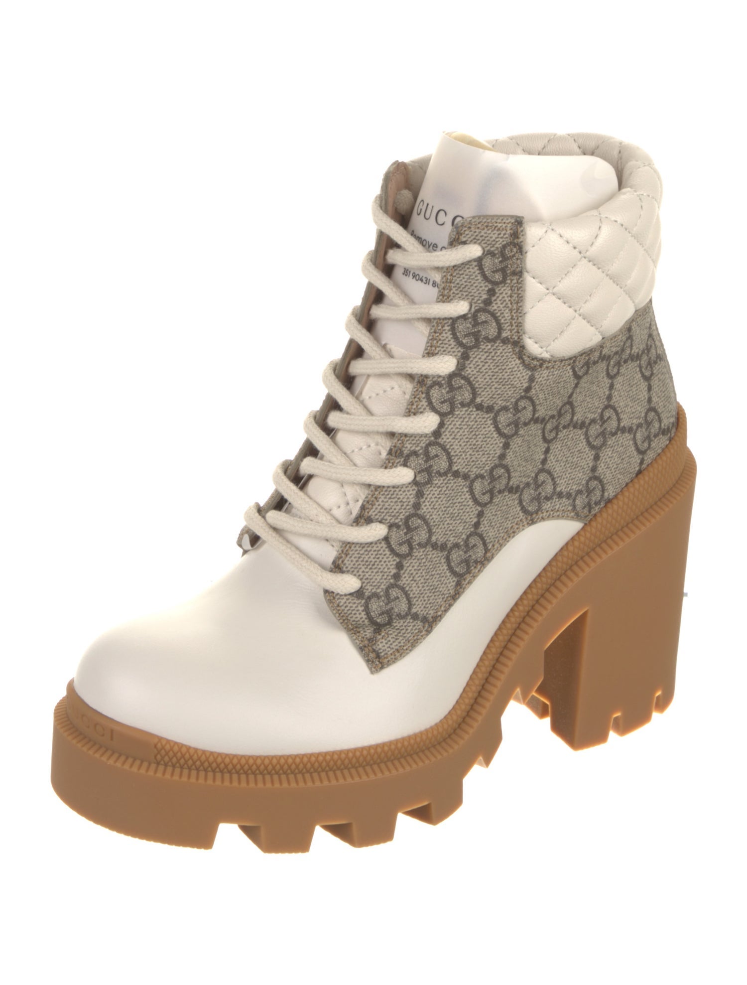 Gucci Leather Printed Combat Boots
