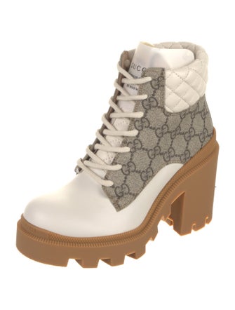 Gucci Leather Printed Combat Boots