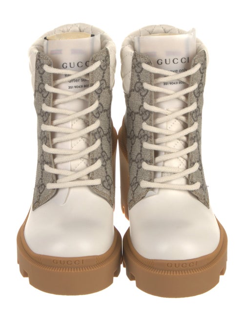 Gucci Leather Printed Combat Boots