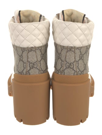 Gucci Leather Printed Combat Boots