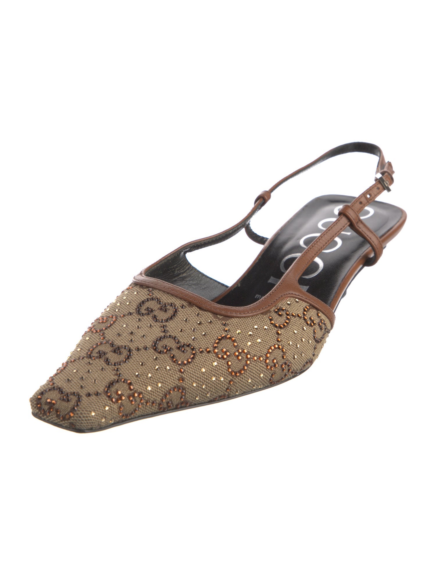 Gucci Canvas Printed Slingback Pumps