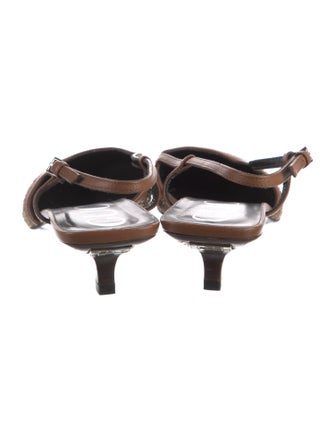 Gucci Canvas Printed Slingback Pumps